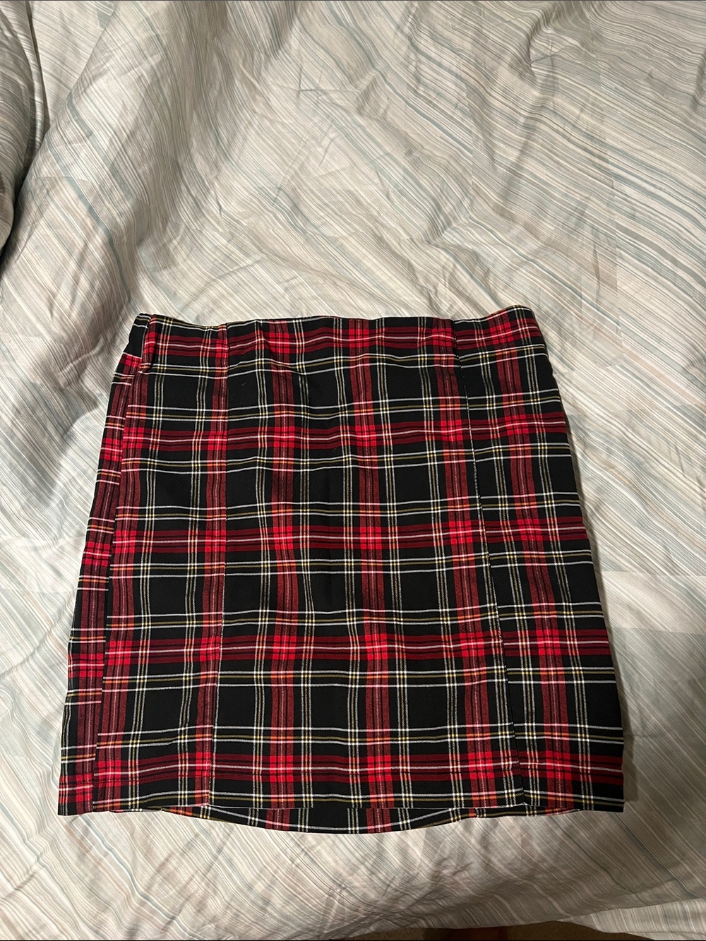 Fashion Nova Red and Black Plaid Mini Skirt